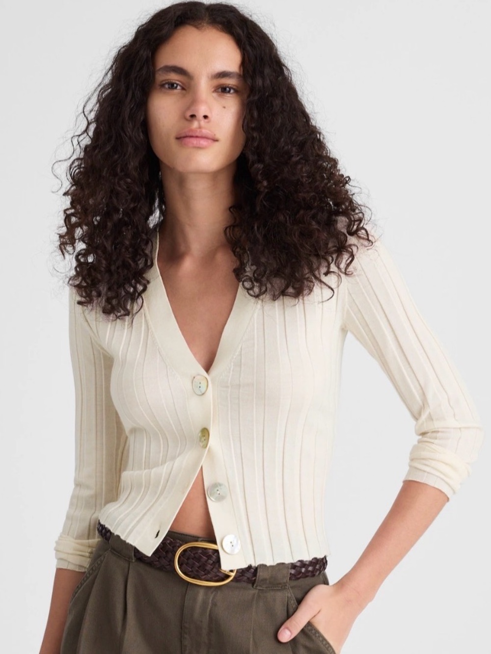 NWT MADEWELL Ribbed V-Neck Cardigan Sweater Merino Wool Silk XXL NW806 - Picture 1 of 14
